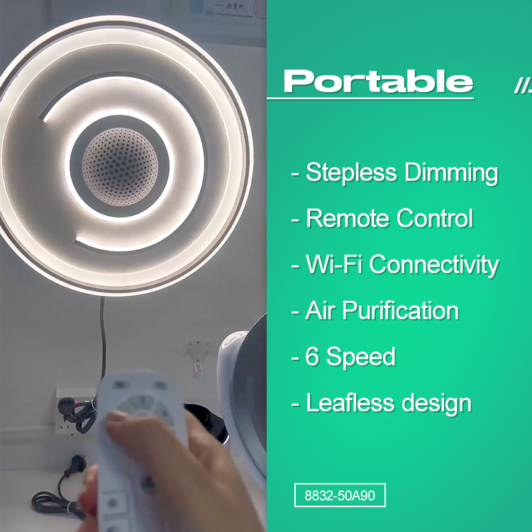 Smart LED Light Bladeless Ceiling Fan Remote Controls for Home Warm Cold Air Circulation for Dining Room Living Room Plastic