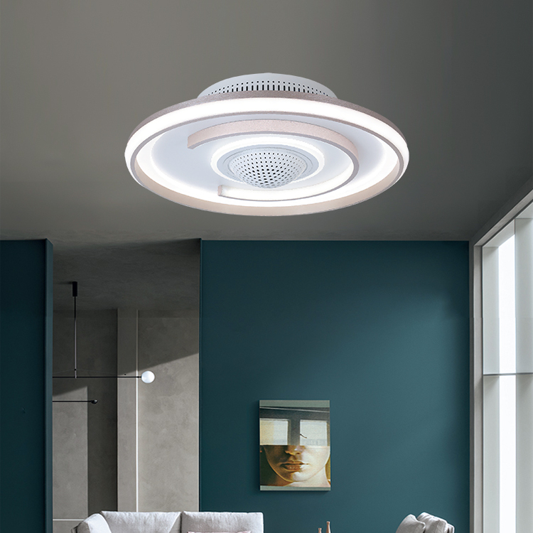 Smart LED Light Bladeless Ceiling Fan Remote Controls for Home Warm Cold Air Circulation for Dining Room Living Room Plastic