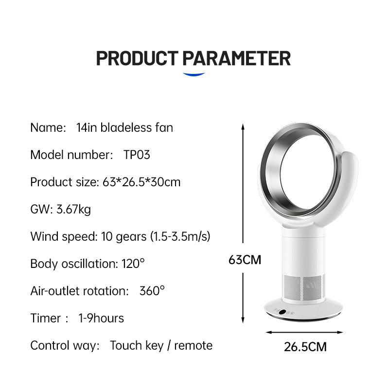 Home Bedroom 35Watts Safety Noiseless Fit Baby and Elderly Use LED Touch Screen Wtih Remote Control Cooling Bladeless Stand Fan