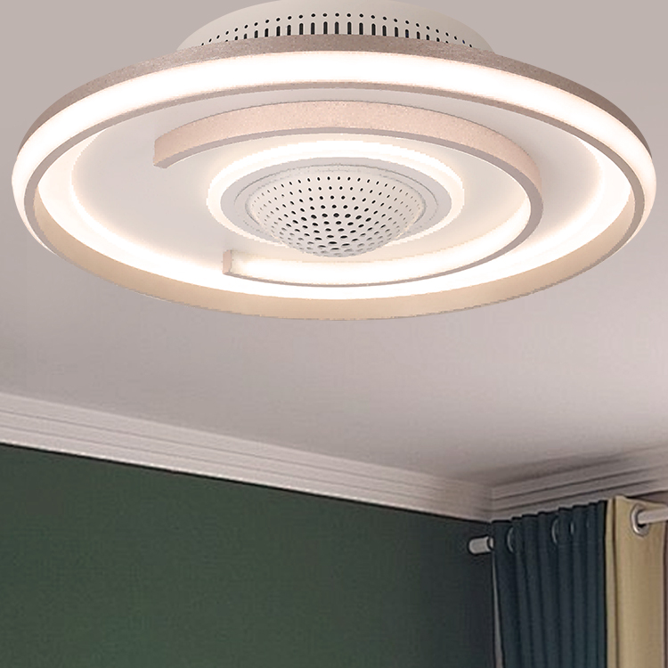 Smart LED Light Bladeless Ceiling Fan Remote Controls for Home Warm Cold Air Circulation for Dining Room Living Room Plastic