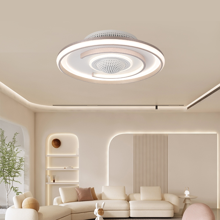 Smart LED Light Bladeless Ceiling Fan Remote Controls for Home Warm Cold Air Circulation for Dining Room Living Room Plastic