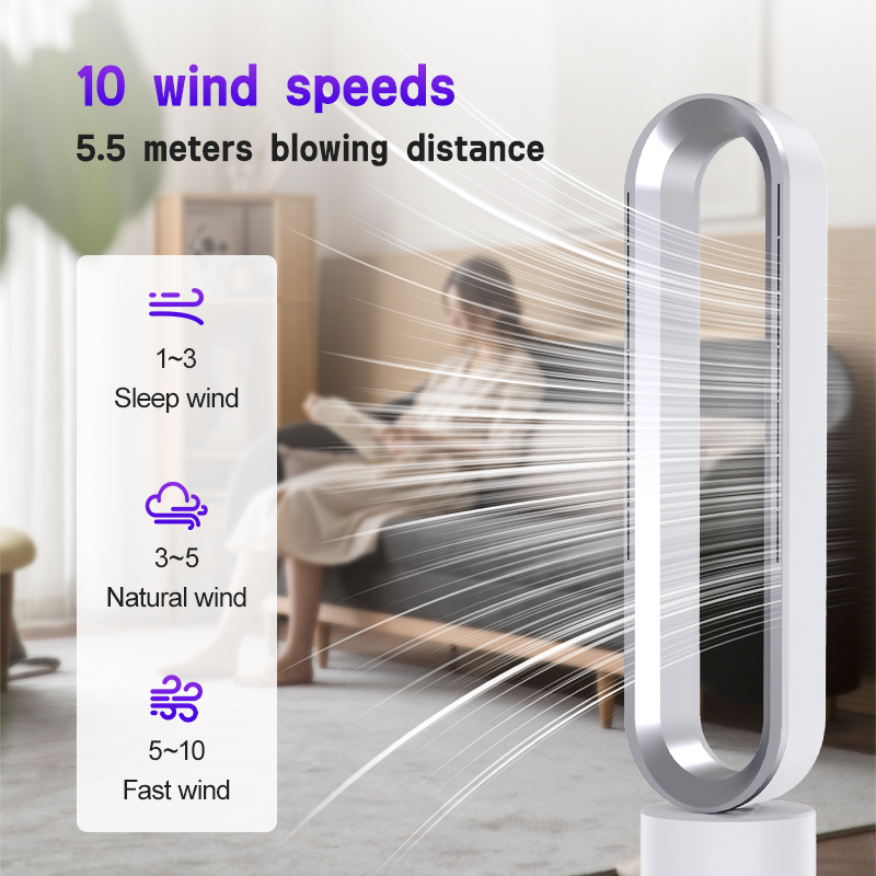 Factory Wholesale Intelligent Remote Wifi Control Swing Cycle Air Cooling Portable Bladeless Tower Fan for DC Motor Ship