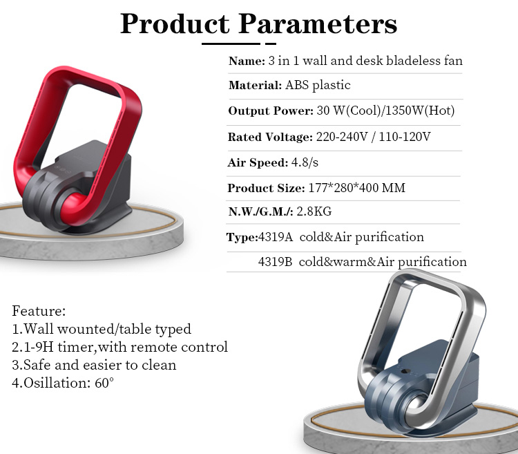 Powerful Wall-Mounted Bladeless Fan with Whisper-Quiet Operation, HEPA Filtration, and Negative Air Purification