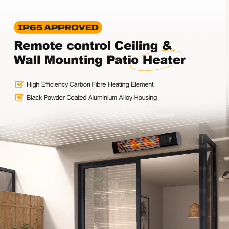 Portable Infrared Heater Carbon Fiber Heating Element 2000W Smart Control Waterproof Energy Efficiency Class 250-299 Sq ft for