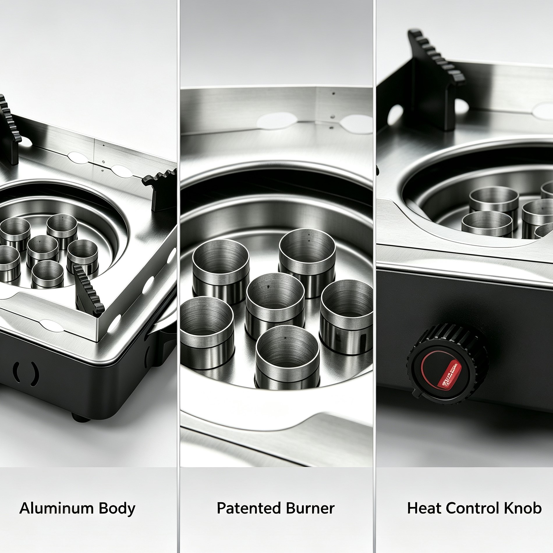 6‑Burner Portable Cassette Stove, Aluminum Alloy Body, Patent Burner Core, Adjustable Firepower for Household Outdoor Camping Use  Categories: Portable Cassette Stove