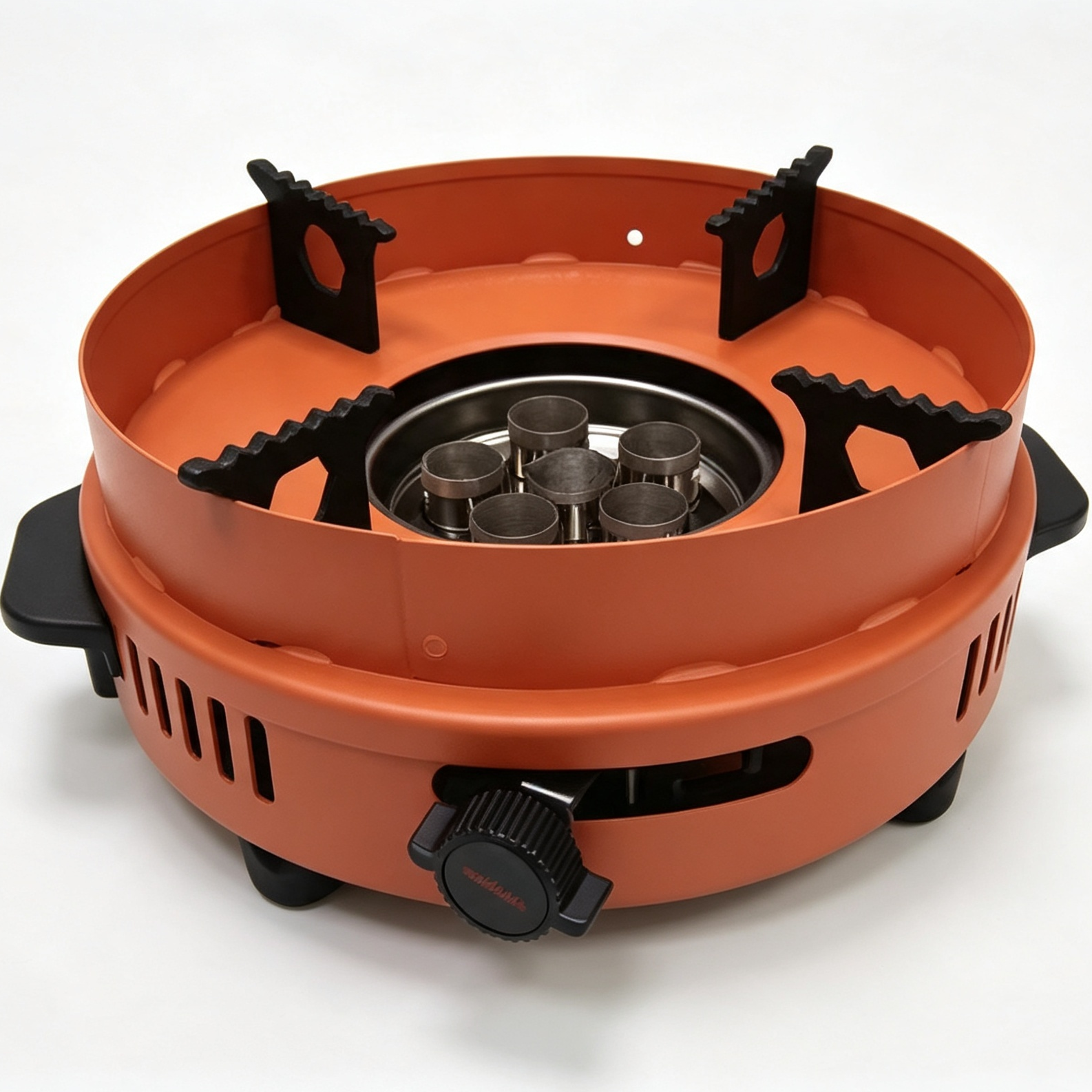 Portable 6-Wick Round Cassette Stove with Adjustable Flame – Orange