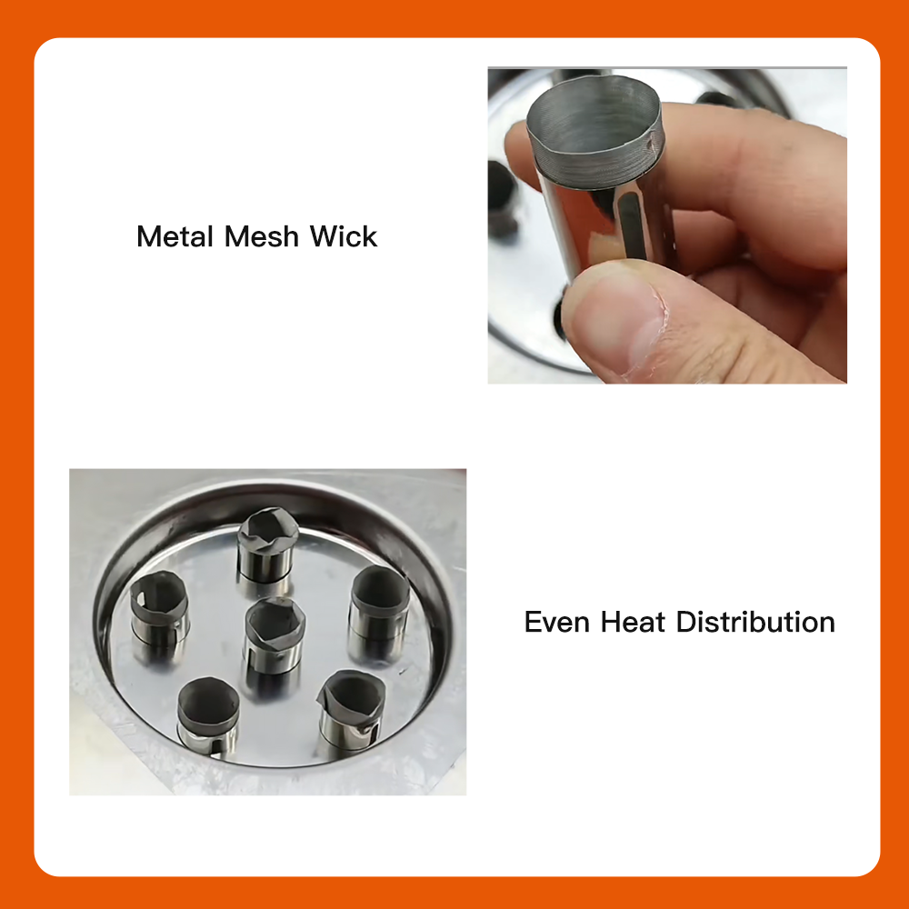 Portable 6-Wick Round Cassette Stove with Adjustable Flame – Orange