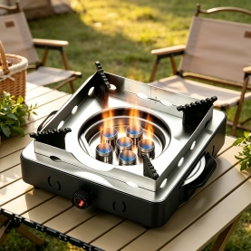 6-Burner Cassette Stove – Durable Aluminum Body & Adjustable Flame Control 