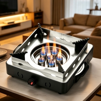6‑Burner Portable Cassette Stove, Aluminum Alloy Body, Patent Burner Core, Adjustable Firepower for Household Outdoor Camping Use  Categories: Portable Cassette Stove