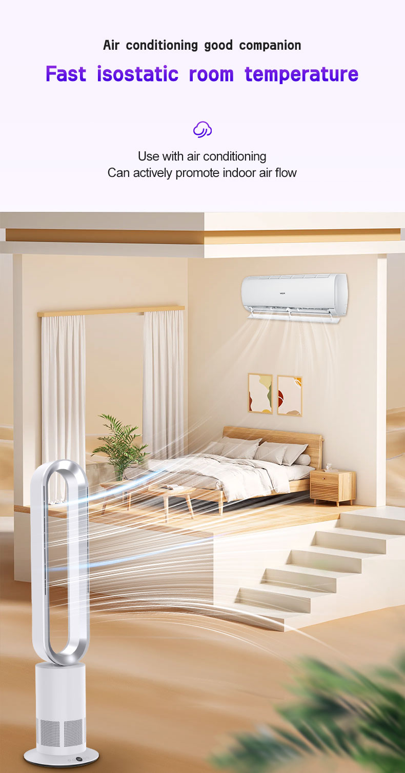 High Wind Bladeless Floor Fan – Quiet & Safe for Home & Office