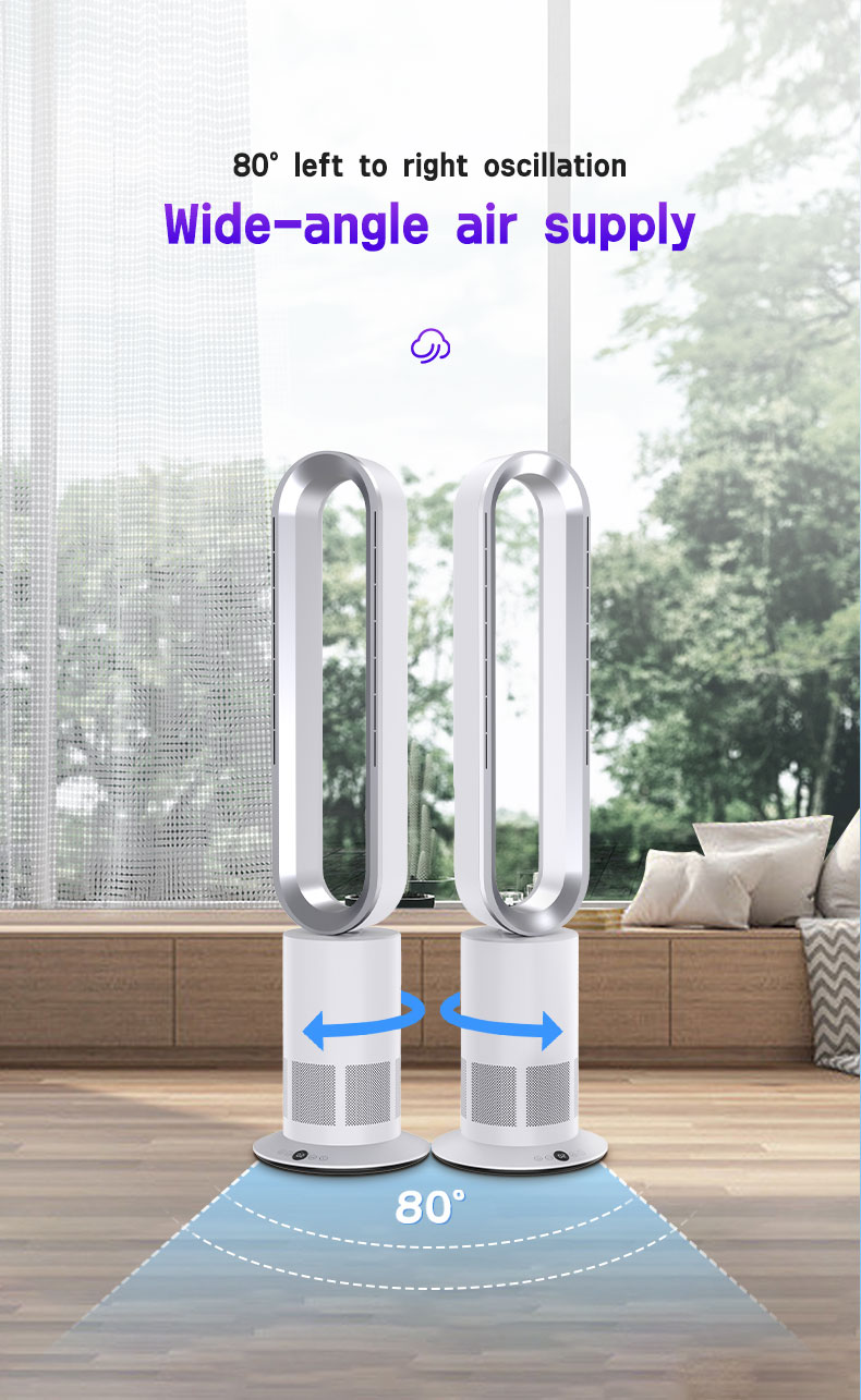 Ultra-Quiet Bladeless Floor Fan – Powerful Cooling for Large Rooms
