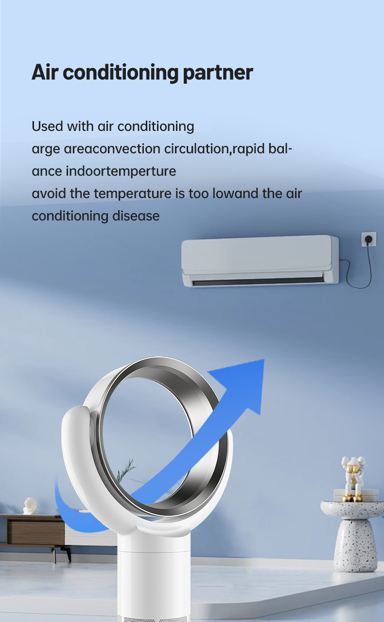 High Wind Bladeless Floor Fan – Quiet & Safe for Home & Office