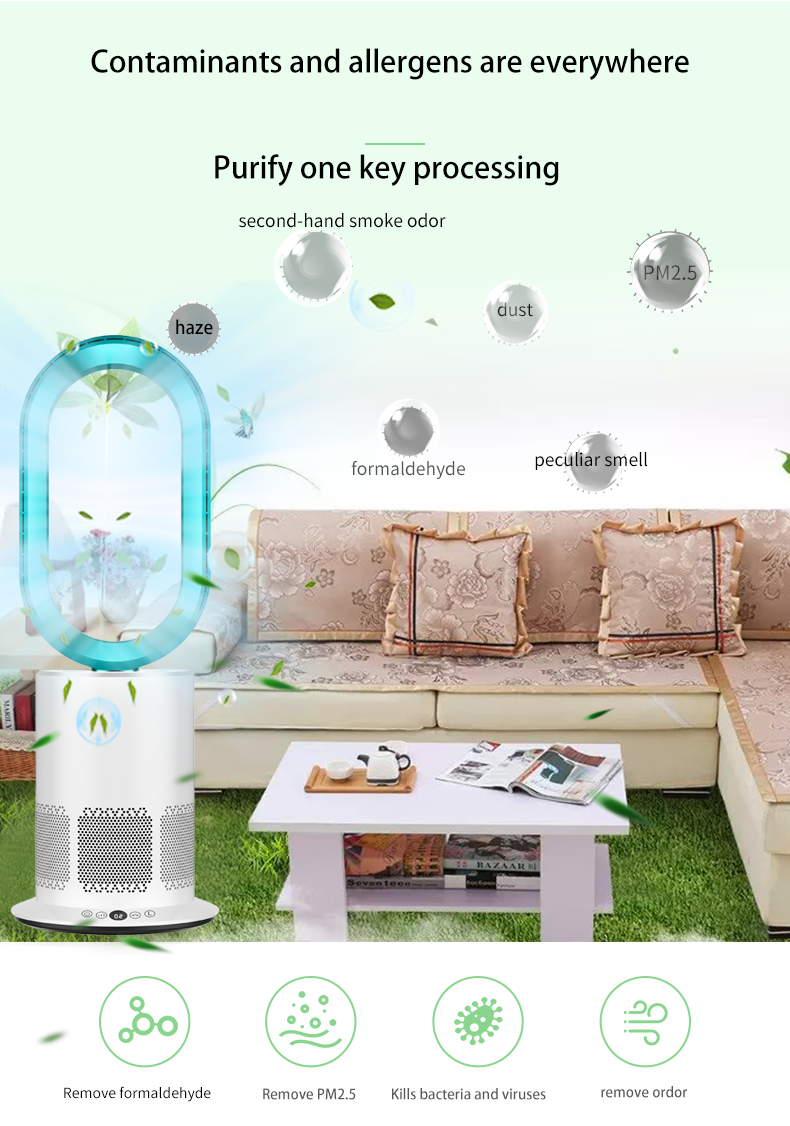 Ultra-Quiet Bladeless Standing Fan – Cool Breeze with Modern Design